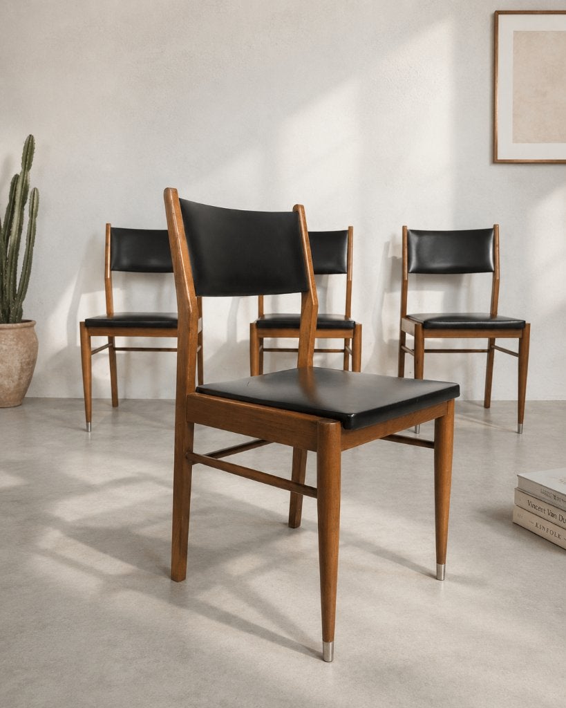 4 vintage Scandinavische stoelen uit de jaren 60, Ophalen, Zwart, Hout, Vier