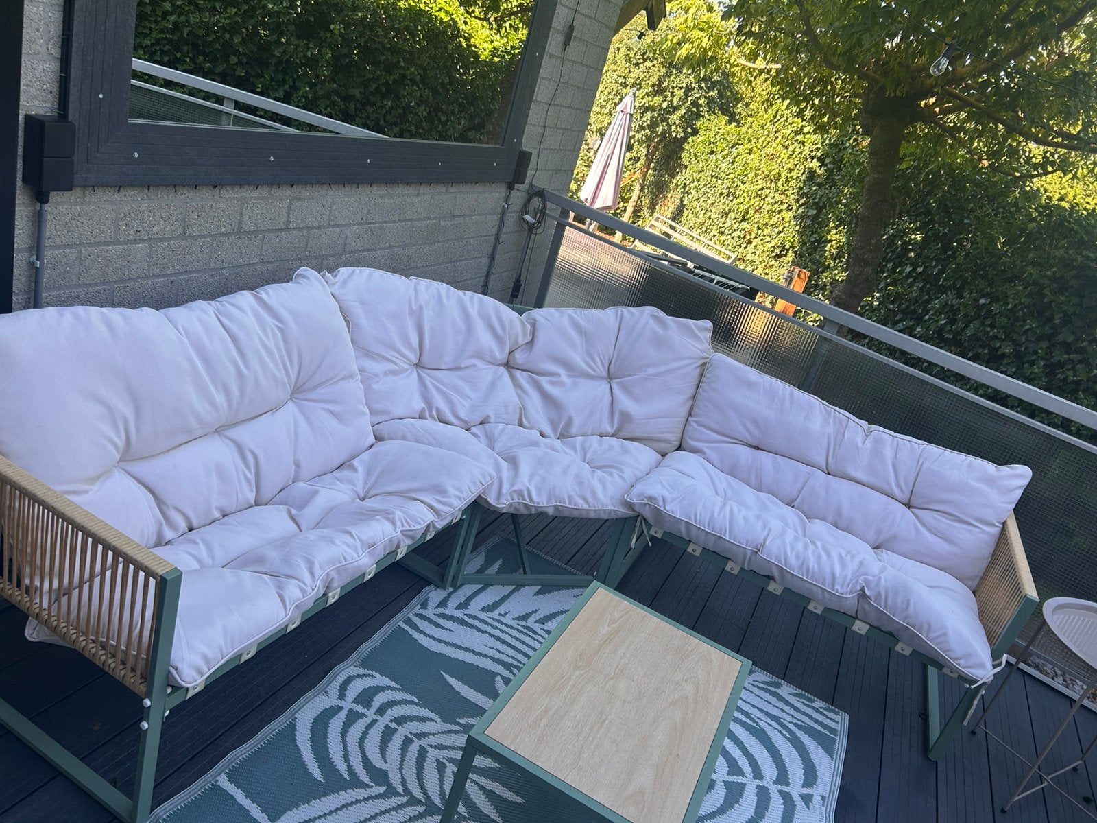 Terras hoekzetel, Jardin & Terrasse, Ensembles de jardin, Enlèvement, Utilisé, 6 places, Sets de jardin