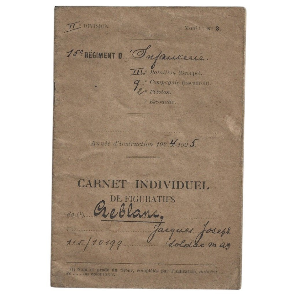 ABBL - Carnet Individuel de figuratifs - 1924, Ophalen of Verzenden, Landmacht, Overige typen