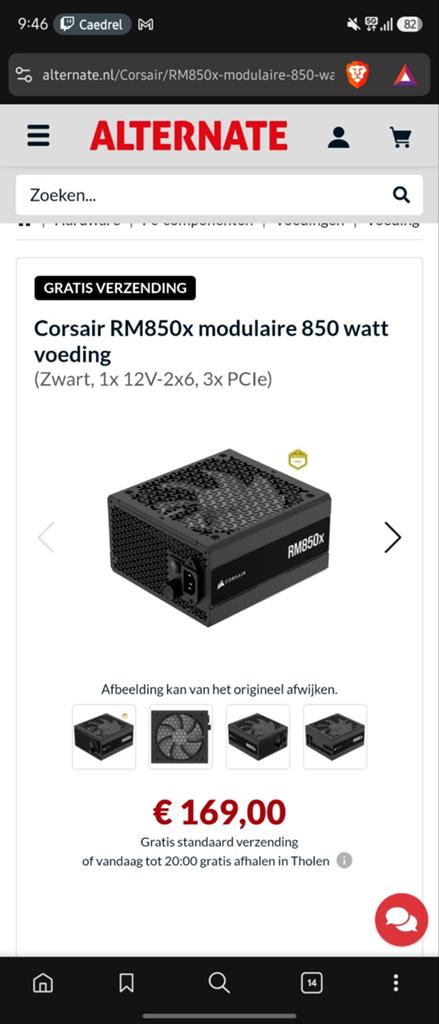 Psu Corsair RM850x, Computers en Software, Accu's en Batterijen, Ophalen
