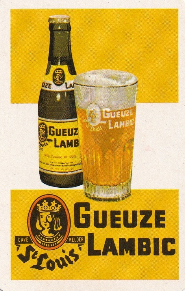 B 34 / S K GUEUZE LAMBIC ST LOUIS GLAS + FLESJE, Verzamelen, Ophalen of Verzenden, Nieuw, Speelkaart(en)