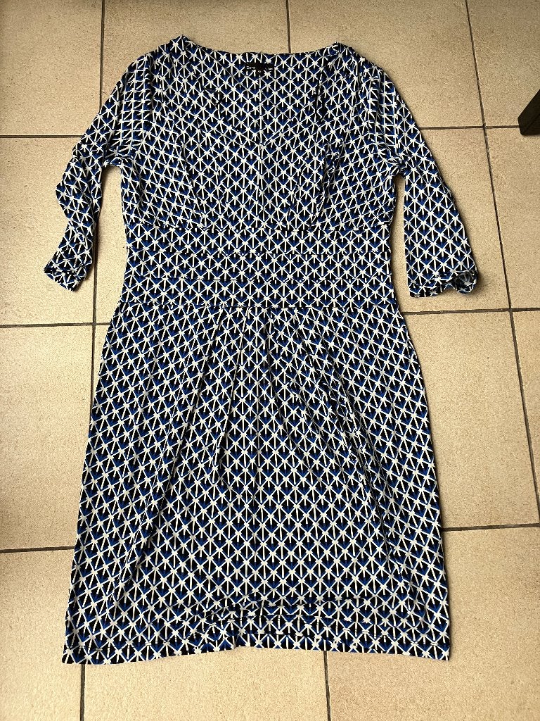 Blauw / wit / zwarte jurk - JBC Maat 42, Kleding | Dames, Jurken, Ophalen of Verzenden, Maat 42/44 (L), Blauw
