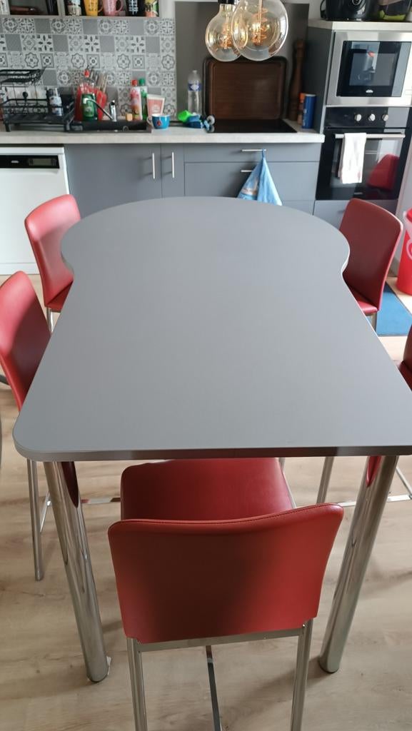 Table + chaises, Maison & Meubles, Métal, 150 à 200 cm, Comme neuf, 50 à 100 cm