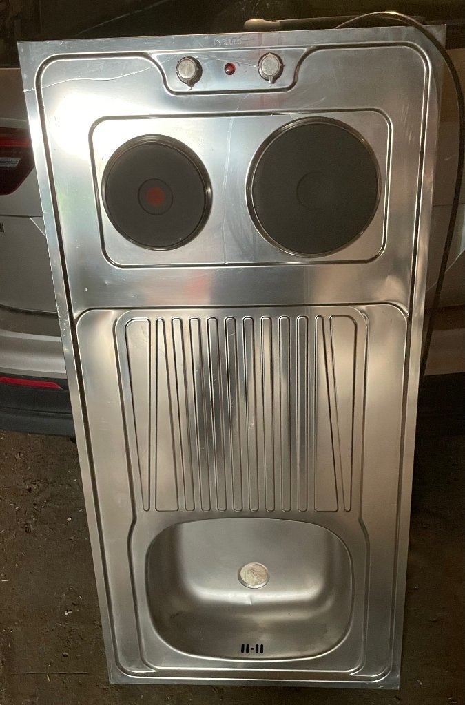 Plaque de cuisson en inox avec évier, Inox, Système de versement, Comme neuf, Enlèvement