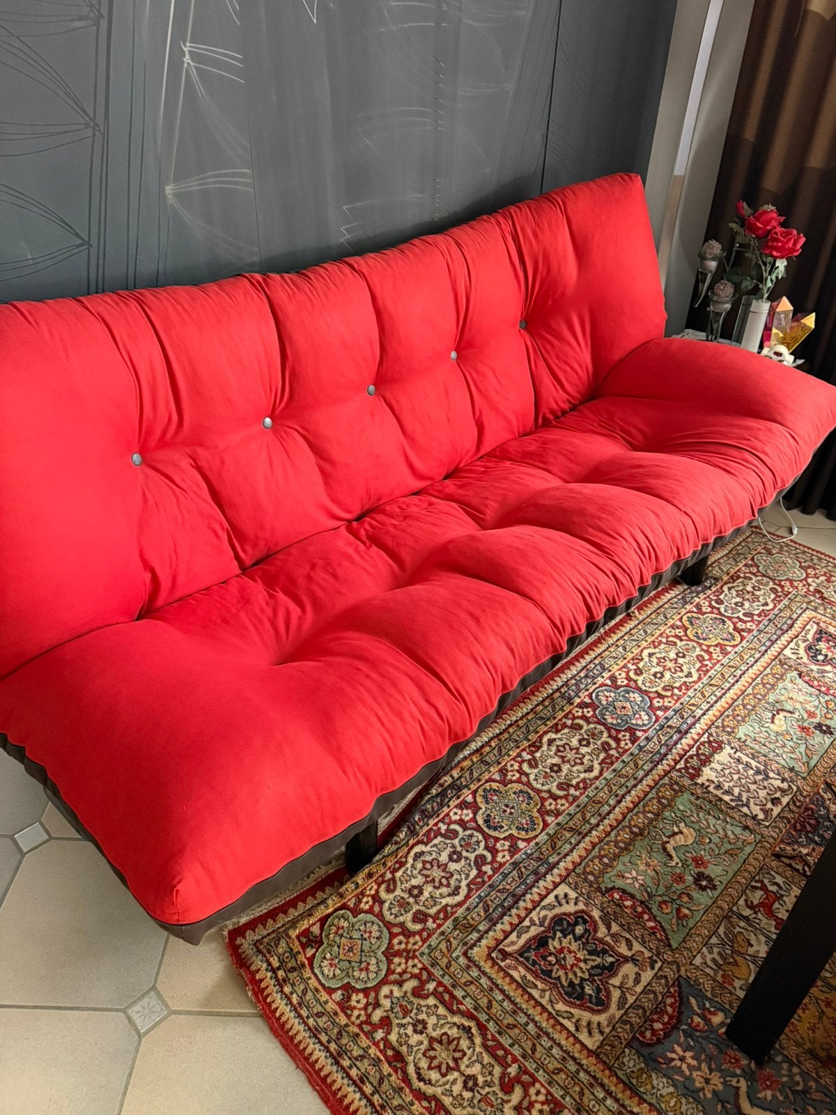 Zetel/slaapbank, Maison & Meubles, Rouge, Enlèvement, Utilisé, Deux personnes