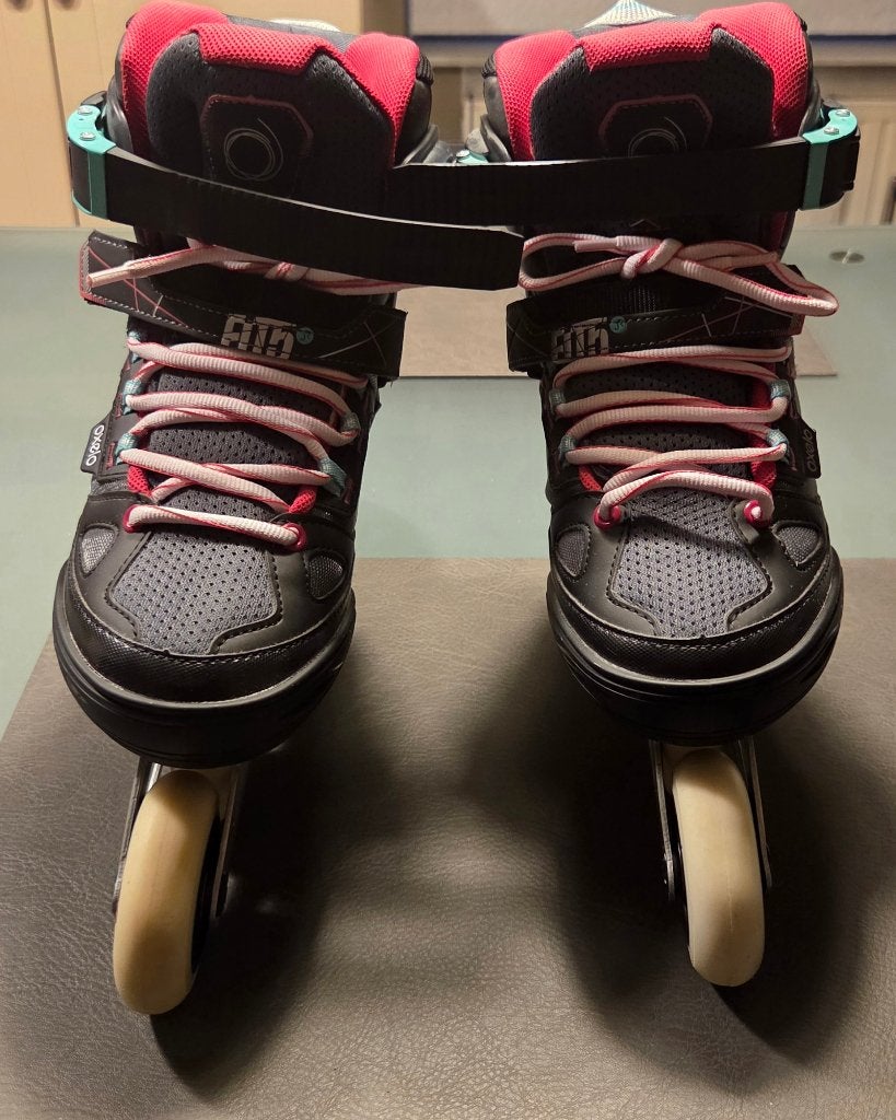 Skeelers met 4 wielen   Merk: Oxelo Fit 5, Sport en Fitness, Skeelers, Verstelbaar, Ophalen of Verzenden, Zo goed als nieuw, Inline skates 4 wielen