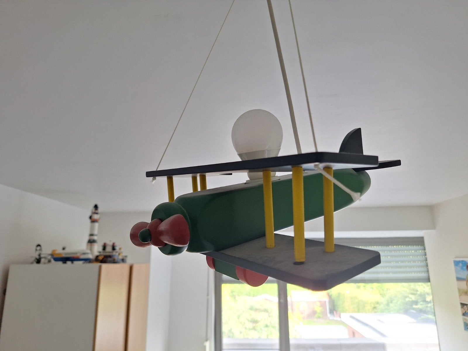 kinderkamer verlichting vliegtuig, Huis en Inrichting, Ophalen, Zo goed als nieuw, Hout, E27 (groot)