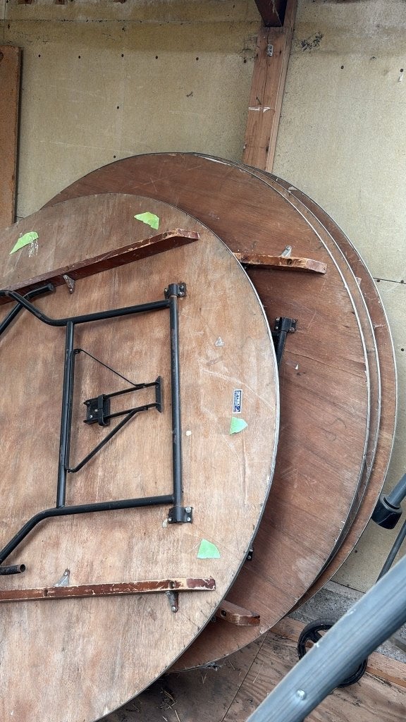 4 ronde tafels, Gebruikt, 150 tot 200 cm, Rond, Hout