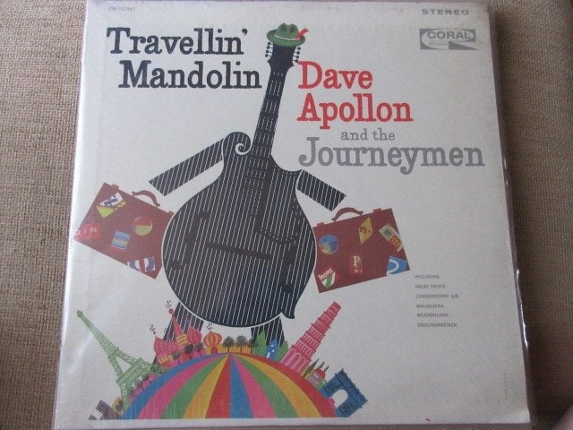 LP original Dave Apollon ‎– Travellin' Mandolin, CD & DVD, Vinyles | Compilations, Utilisé, Pochette photo, Pressage original