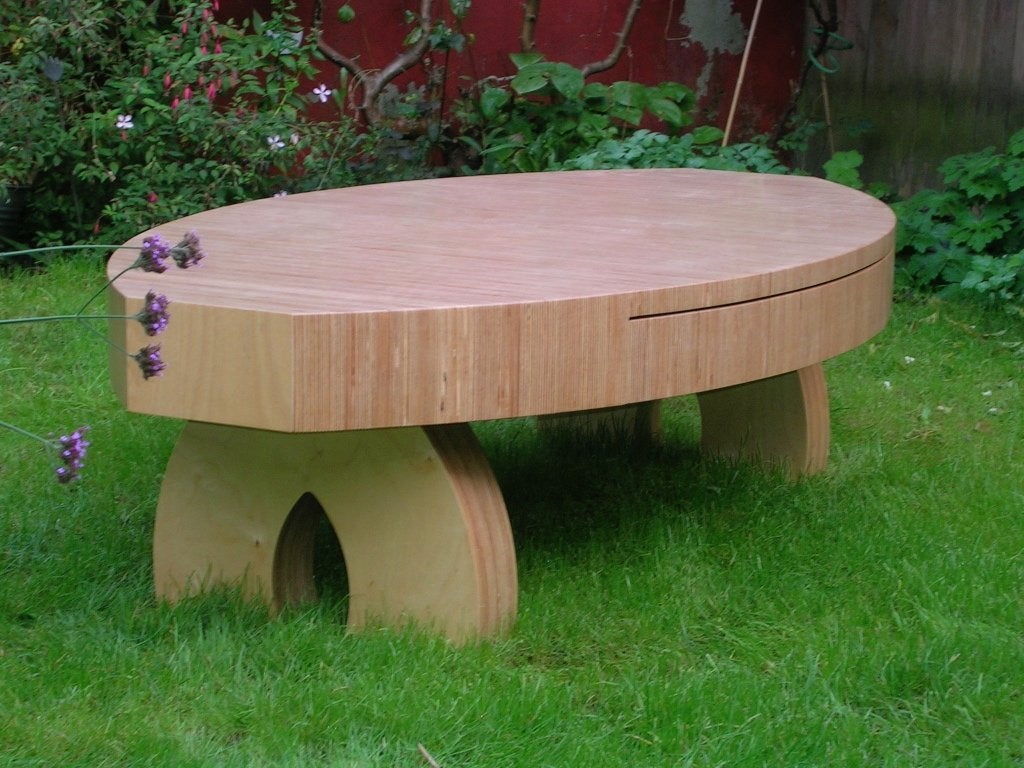 Très belle table basse bouleau, pièce unique, Style moderne pièce unique, 100 à 150 cm, Comme neuf, Enlèvement