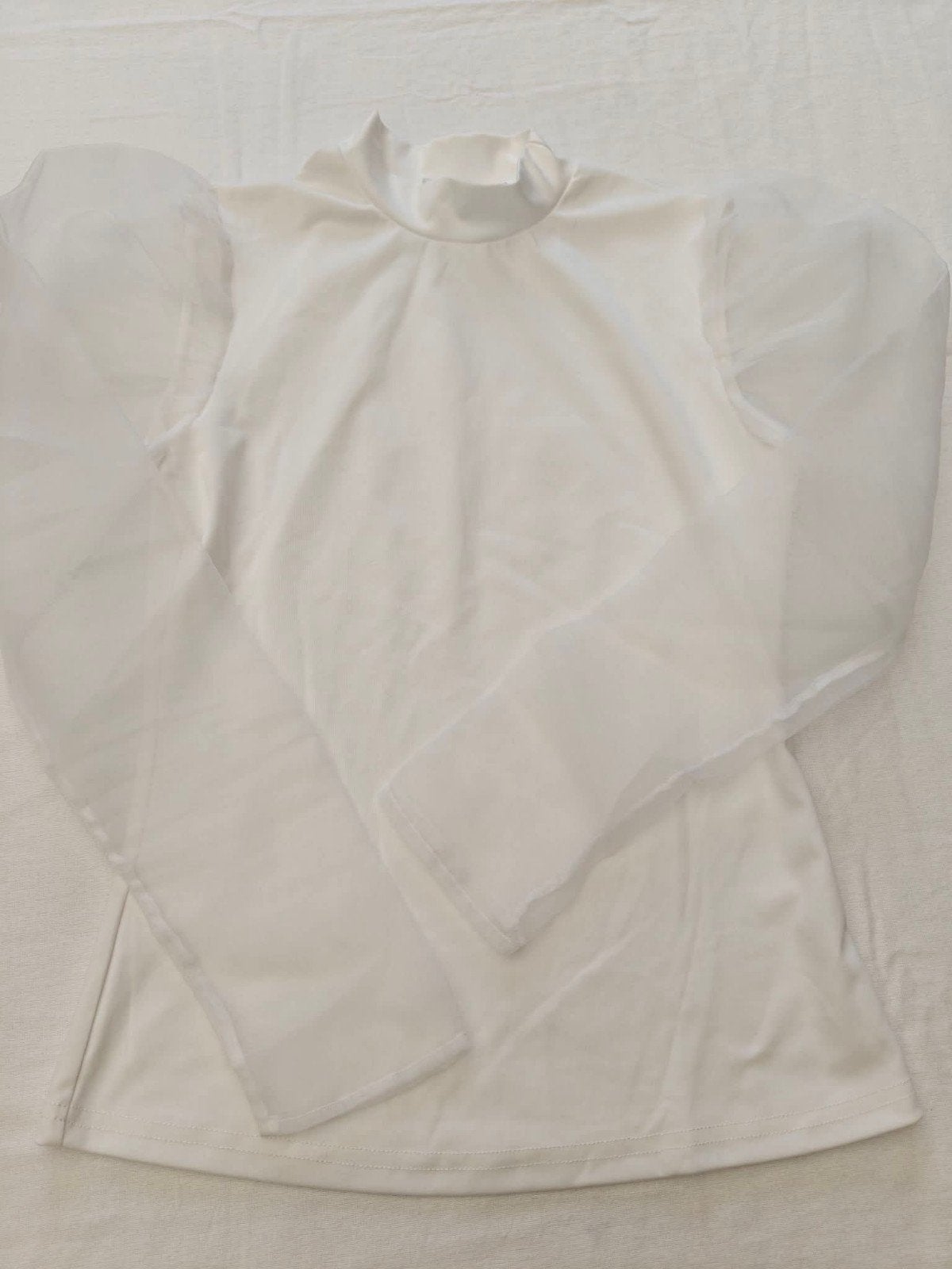 Top Missguided blanc T.34 – manches transparentes, Kleding | Dames, Blouses en Tunieken, Wit, Ophalen of Verzenden, Zo goed als nieuw