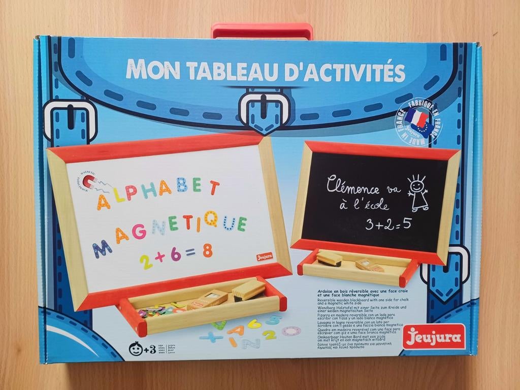 Houten activiteitenbord magnetisch-krijtschrijfbord Jeujura, Ophalen, Nieuw