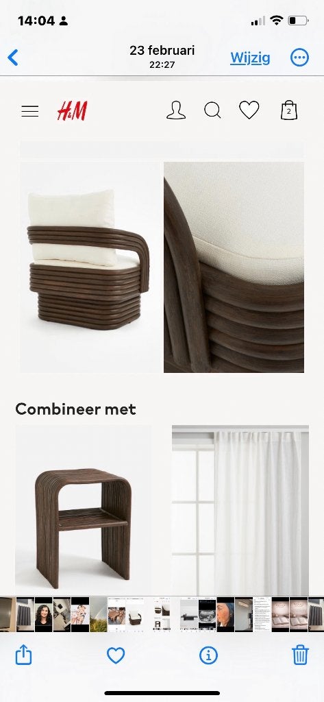 2x Houten fauteuil met bijzettafel, Ophalen, Zo goed als nieuw, Hout