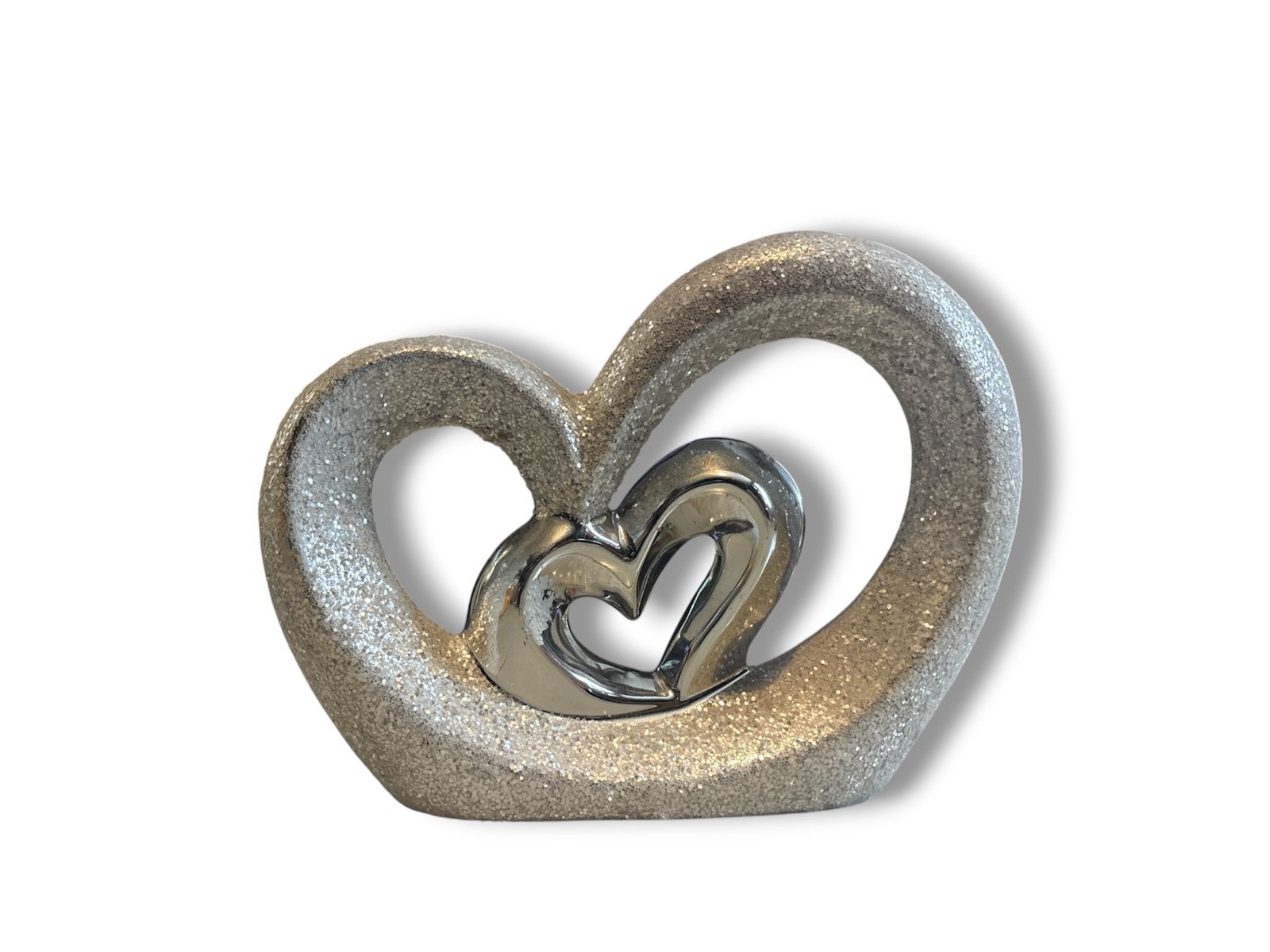 Decoratie met 2 hartjes, Ophalen of Verzenden, Zo goed als nieuw, Zilver, Modern