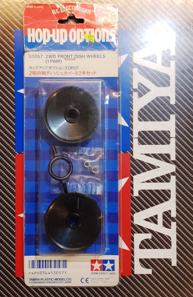Vintage Tamiya 2WD Front Dish Wheels #53057 Nieuw (NIP), Elektro, Verzenden, Nieuw, Schaal 1:10