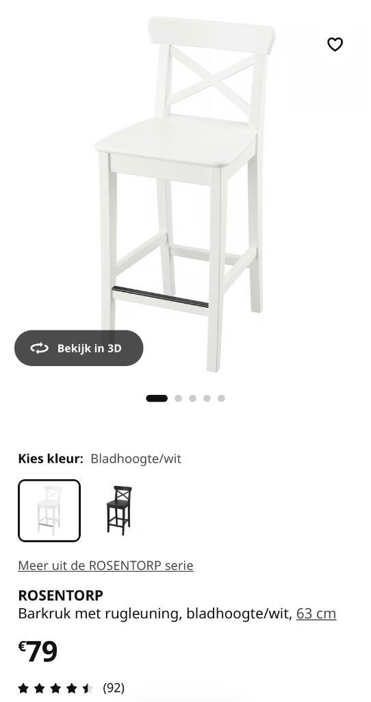 2 houten hoge stoelen, Ophalen, Gebruikt, Wit, Landelijk