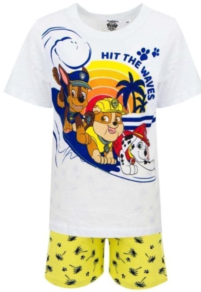 Paw Patrol Shortama Wit/Geel - Maat 104 - 110 - 116 - Katoen, Nacht- of Onderkleding, Paw patrol, Nieuw, Ophalen of Verzenden