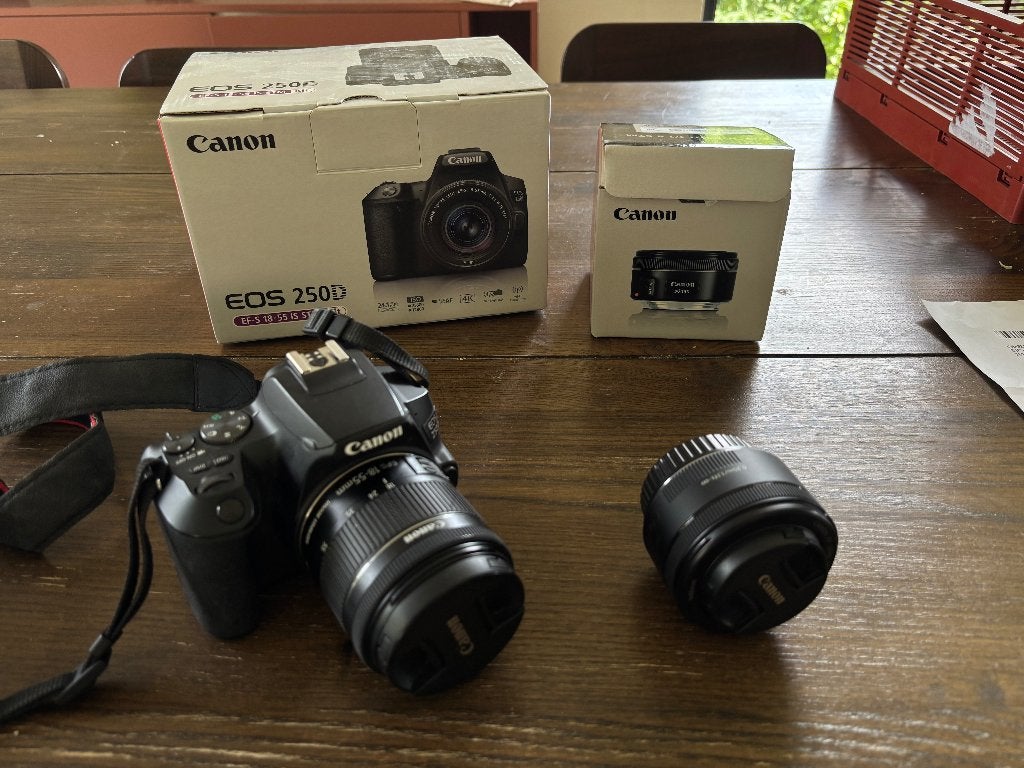 Canon EOS 250D-body + 2 lenzen | 3 jaar oud, Ophalen, Spiegelreflex, Canon, Zo goed als nieuw