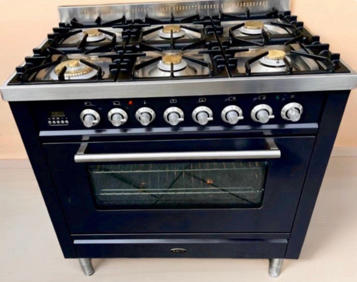 Cuisinière à gaz Boretti 6 brûleurs, largeur 90 cm, Gaz, Classe énergétique A ou plus économe, Enlèvement, Utilisé