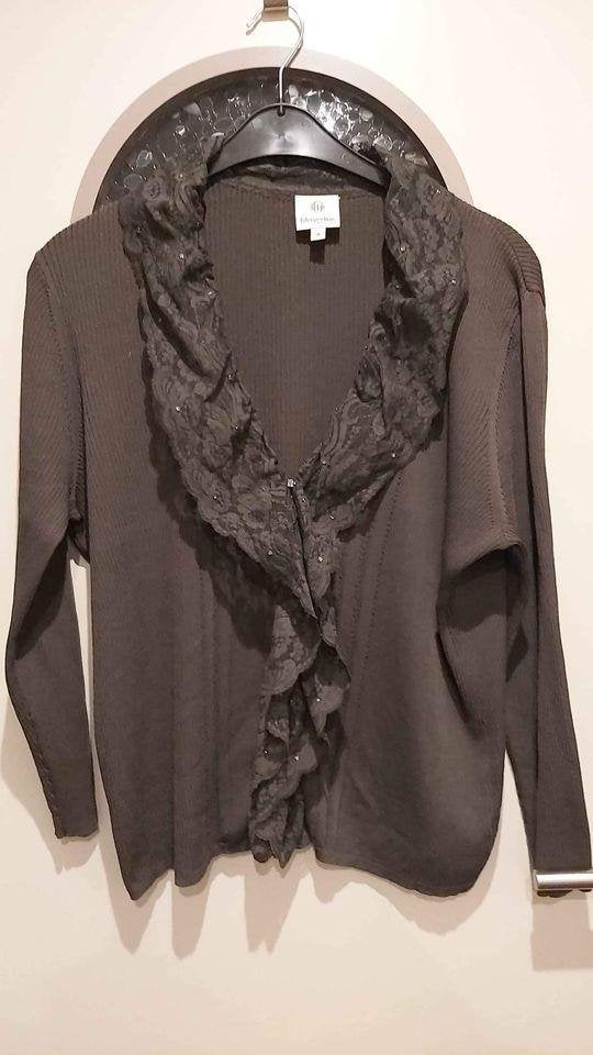 Mayerline Brussels vest met kanten details - Mt 48, zomer, Mayerline, Bruin, Maat 46/48 (XL) of groter, Nieuw