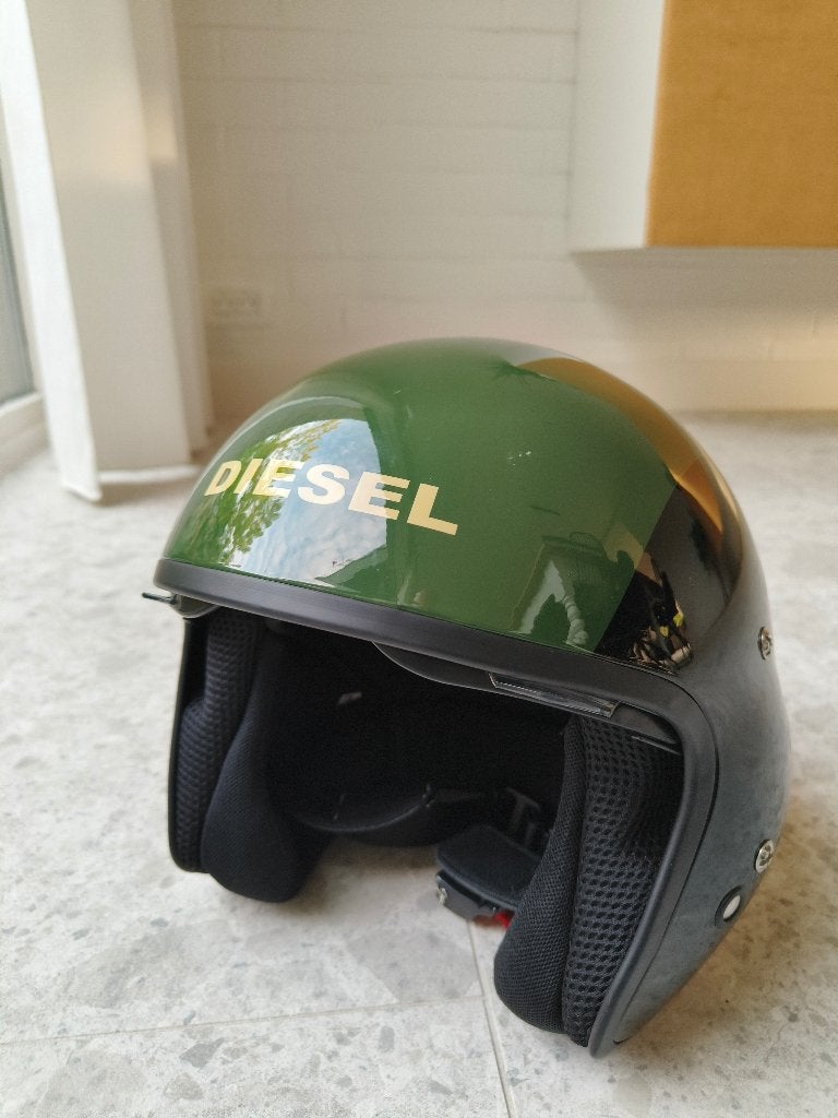 Diesel Hi-Jack motorhelm zwart/groen – maat M, Motos, Enlèvement, M