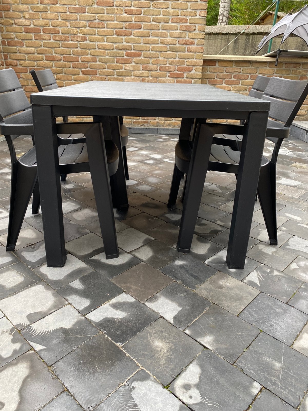 Lot de jardin : table et 4 chaises, Jardin & Terrasse, Enlèvement, Utilisé, Carré, Plastique