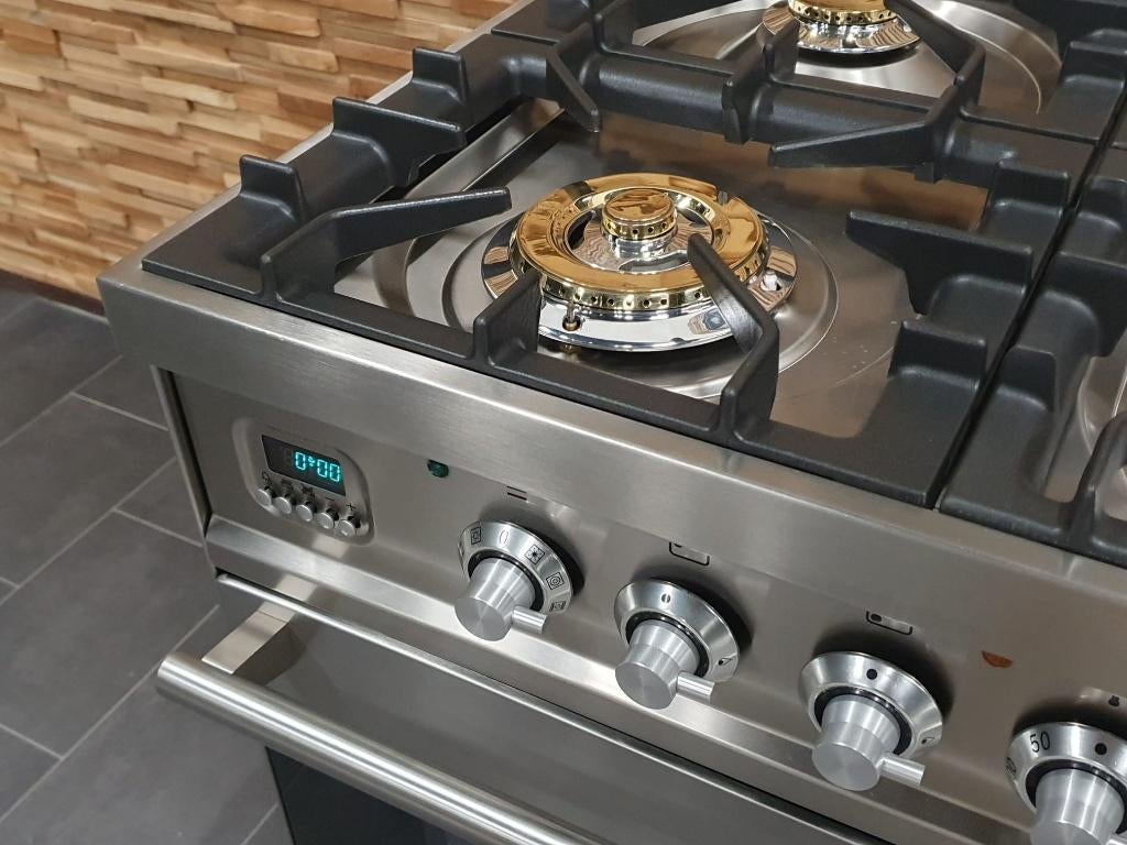 🔥Luxe Boretti Fornuis 100cm RVS + RVS 2 ovens 6 gaspitten, Ophalen, 60 cm of meer, Zo goed als nieuw, Energieklasse A of zuiniger