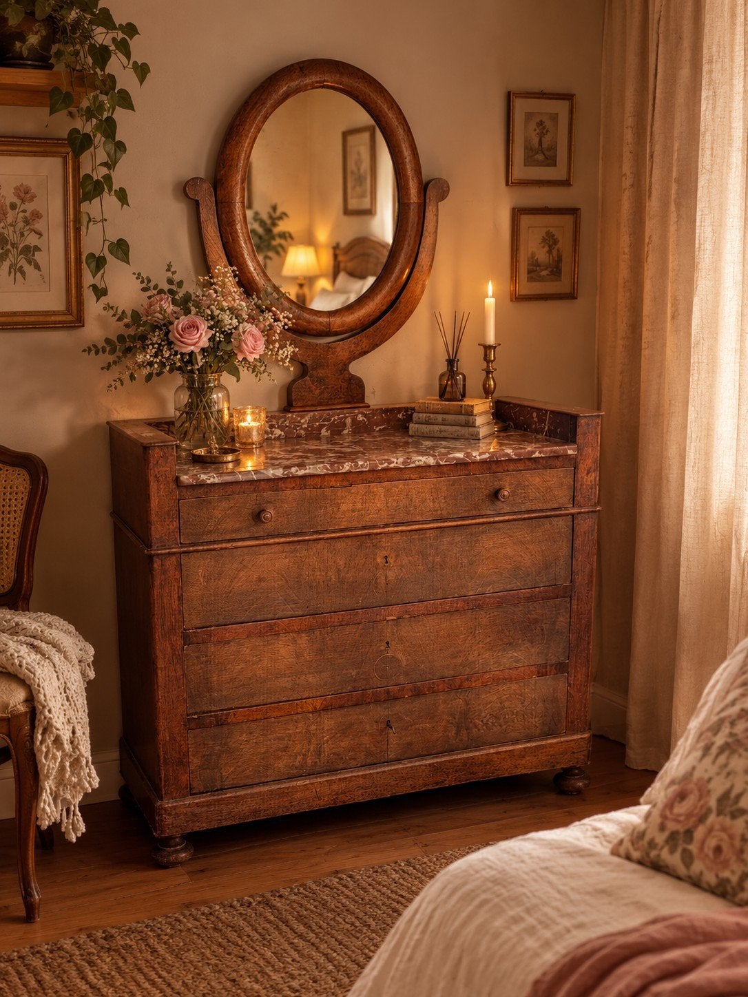 prachtige antieken commode met spiegel, Ophalen