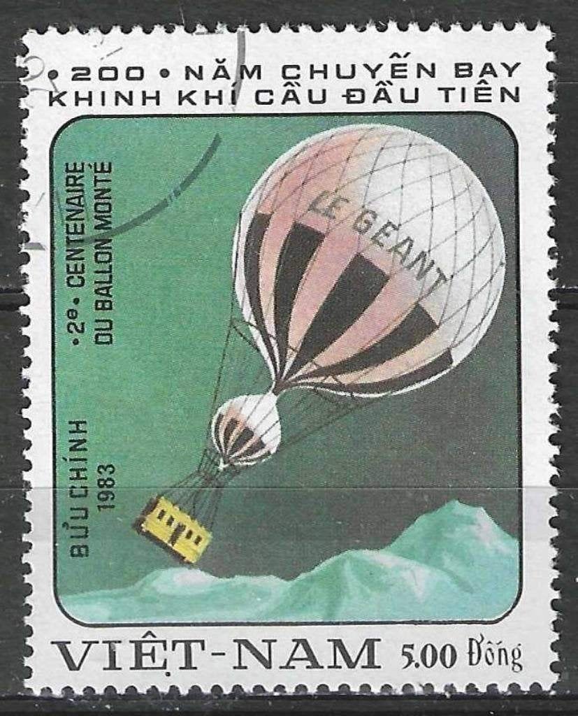 Vietnam 1983 - Yvert 399 - Ballonnen - 5 d. (ST), Verzenden, Gestempeld