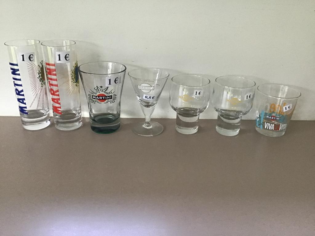 20 verres à martini à 1 euro ou 0,50 euro par verre, Collections, Enlèvement ou Envoi, Comme neuf