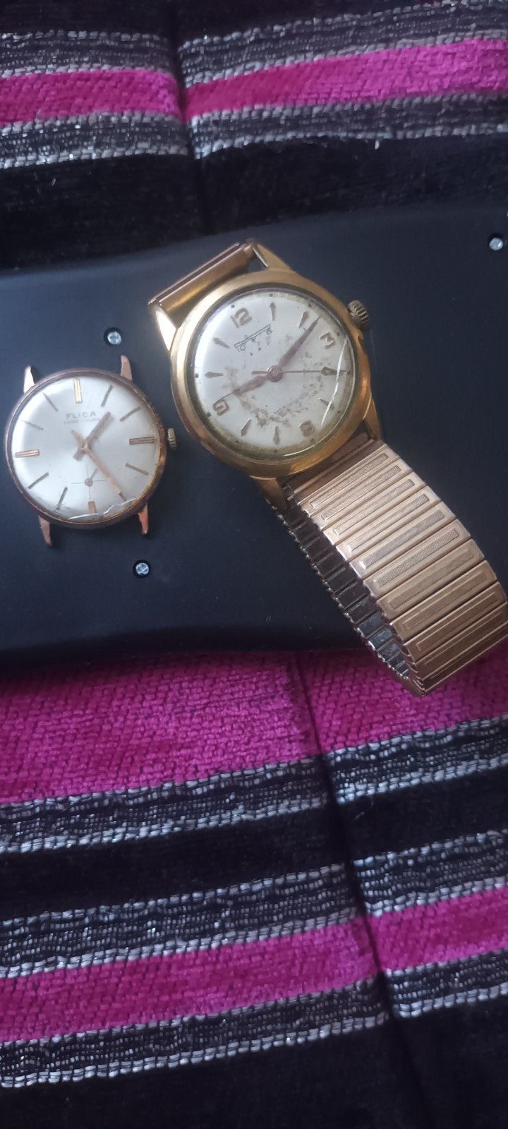 2 Montres  Hommes Vintage  en Panne plaqué, Handtassen en Accessoires, Ophalen, Overige materialen, Polshorloge