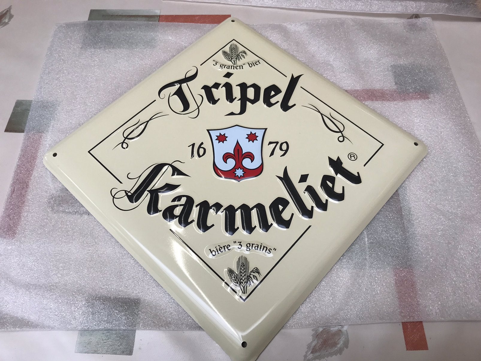 Tripel Karmeliet reclamebord metaal,nieuw, Ophalen of Verzenden, Nieuw, Reclamebord, Plaat of Schild
