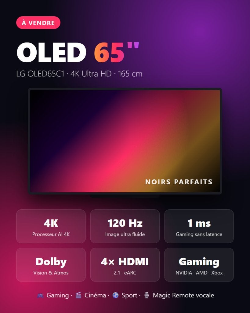 LG OLED-tv 65" (165 cm) — 4K 120 Hz, Ophalen, Zo goed als nieuw, 100 cm of meer, 4k (UHD)