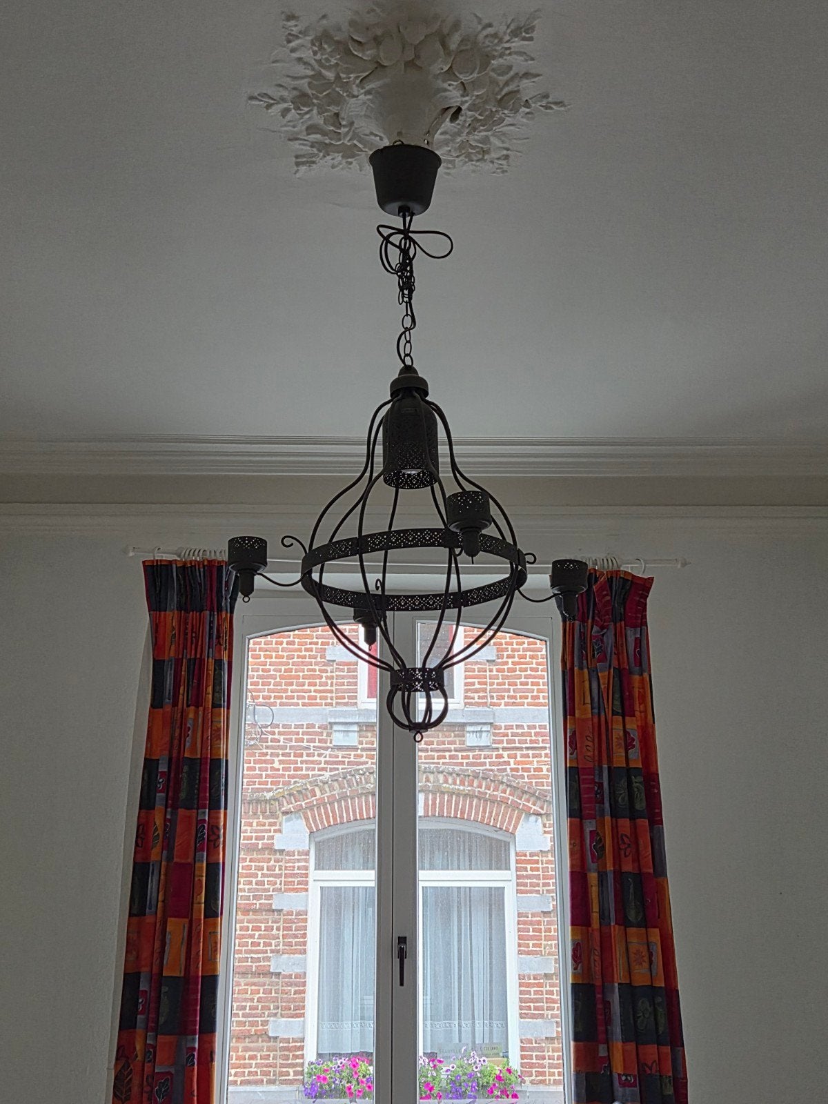 Suspension / lustre IKEA en métal noir style chandelier 4 lu, Enlèvement, Métal