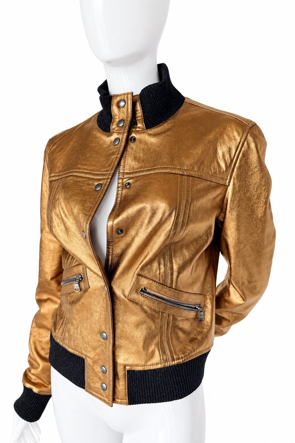 DOLCE & GABBANA METALLIC LEREN JAS, NEW €850,-💖💖💖, Kleding | Dames, Ophalen of Verzenden, Zo goed als nieuw, Maat 36 (S), Goud