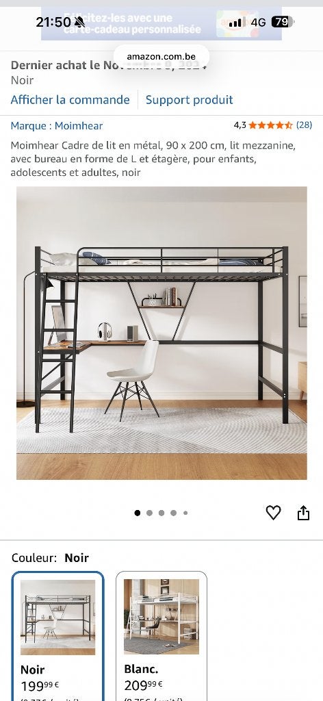 Lit mezzanine adolescents plus matelas, Enlèvement, Utilisé, Lit mezzanine