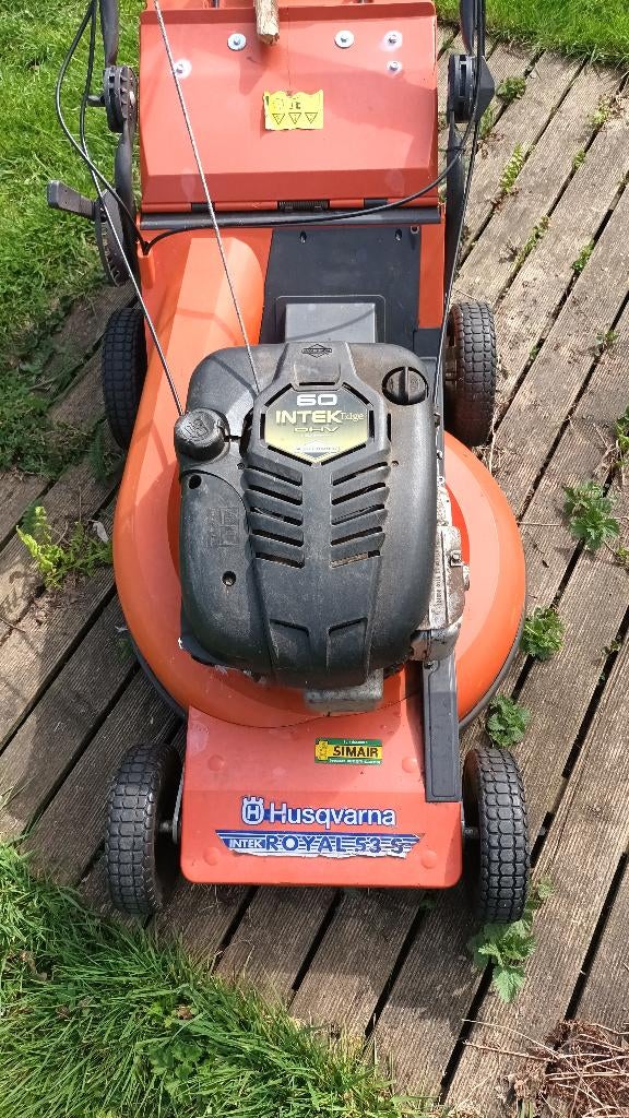 Grasmaaier 53cm met Briggs & Stratton motor, Tondeuse rotative, Utilisé, Husqvarna, Sac de ramassage