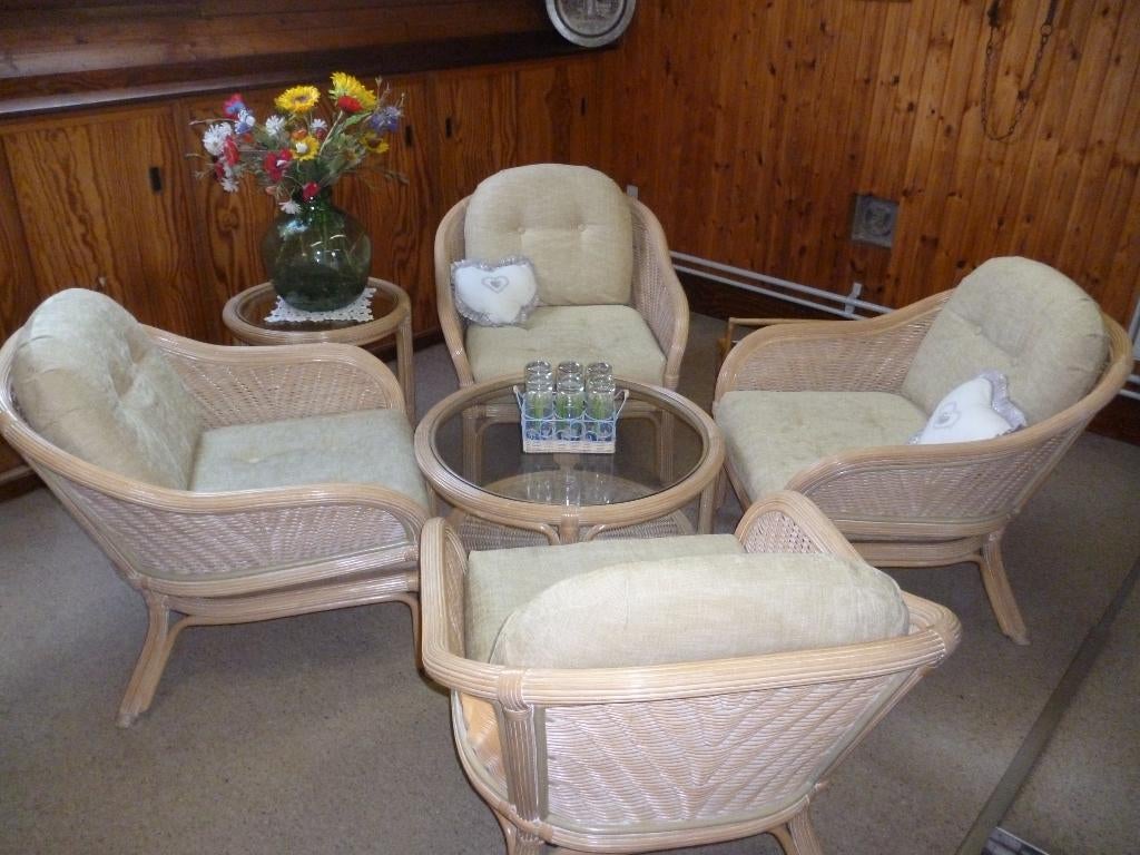 ensemble SALON EN ROTIN en parfait état, Rotin, Salons de jardin, Comme neuf, Enlèvement