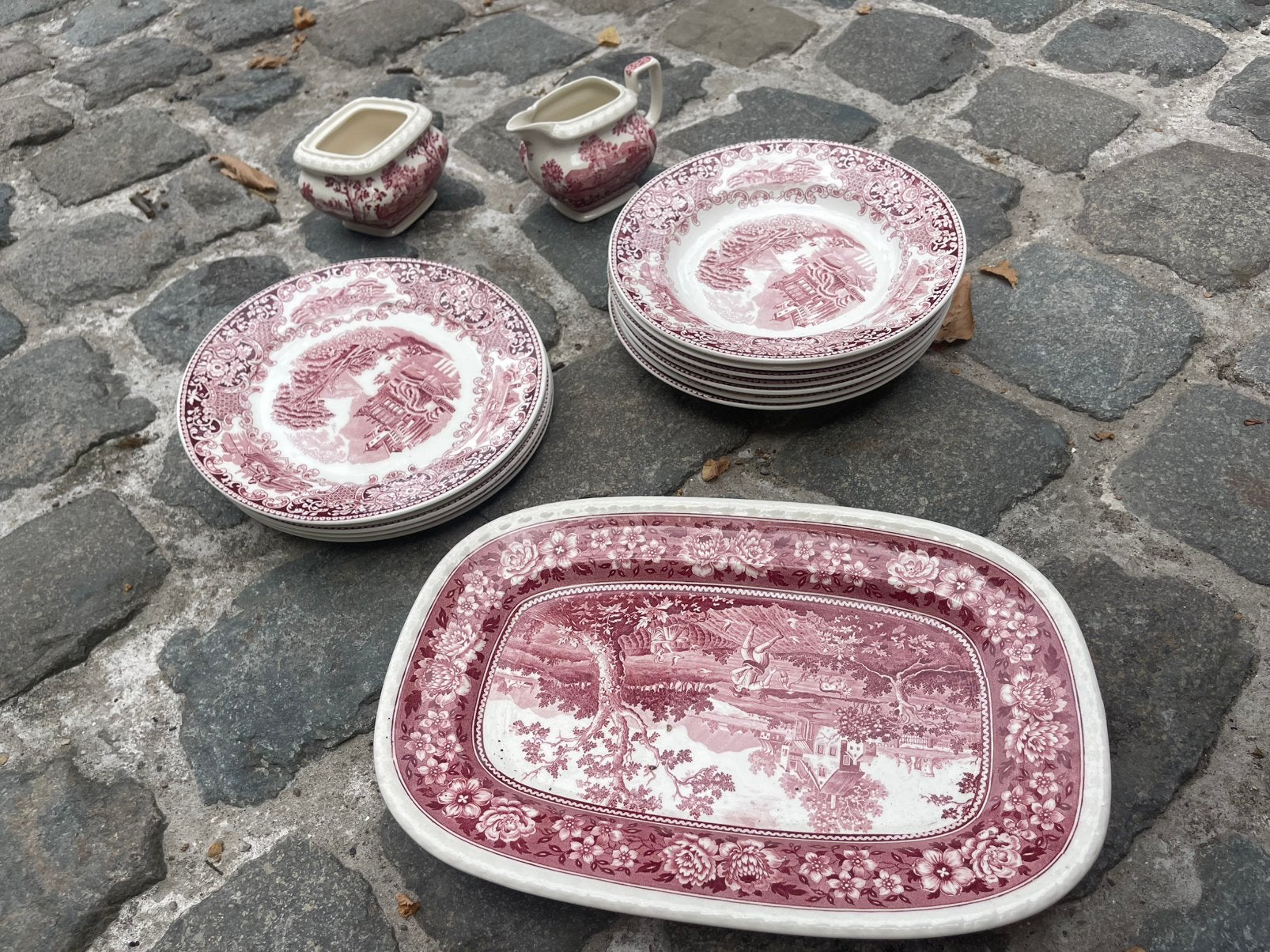 Vintage keramiek borden en schaal set, Assiettes(s), Villeroy & Boch, Vintage, Comme neuf