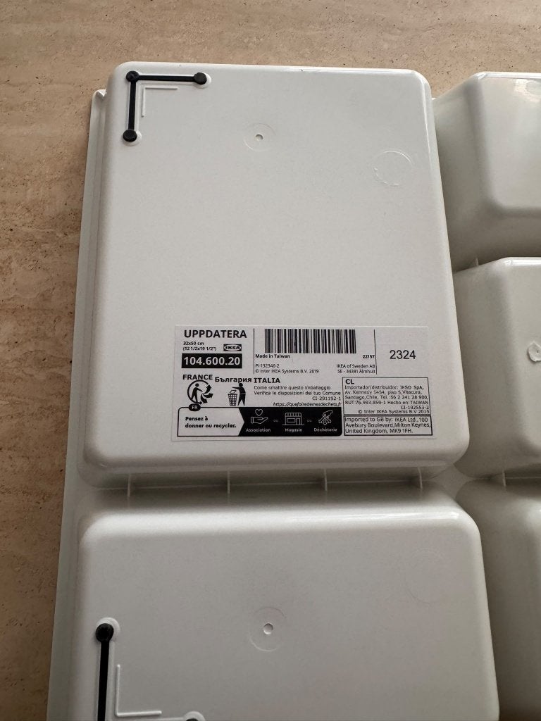 IKEA UPPDATERA bestekbak / ladeverdeler wit – 32x50 cm, Huis en Inrichting, Ophalen, Kunststof, Gebruikt, Bestekset
