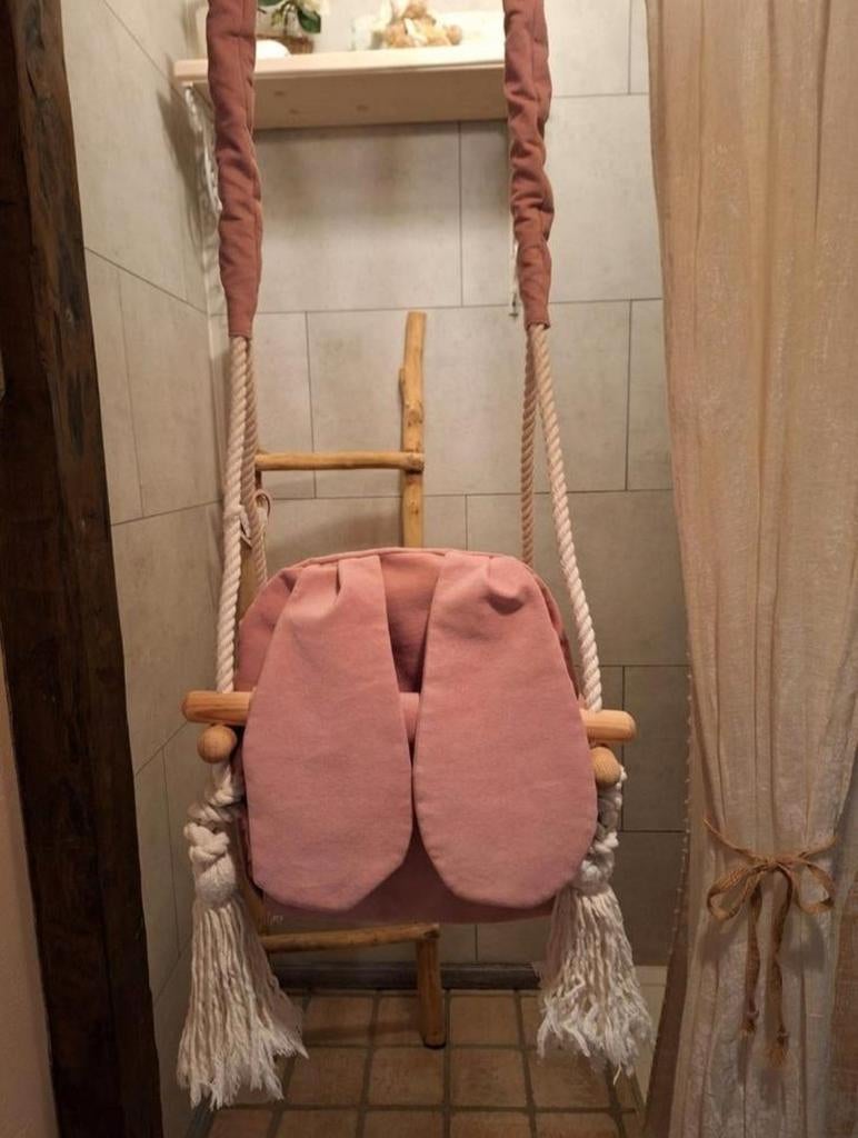 Konijnenschommel, roze Schommel baby - Indoor schommel, Ophalen of Verzenden, Gebruikt, Overige typen
