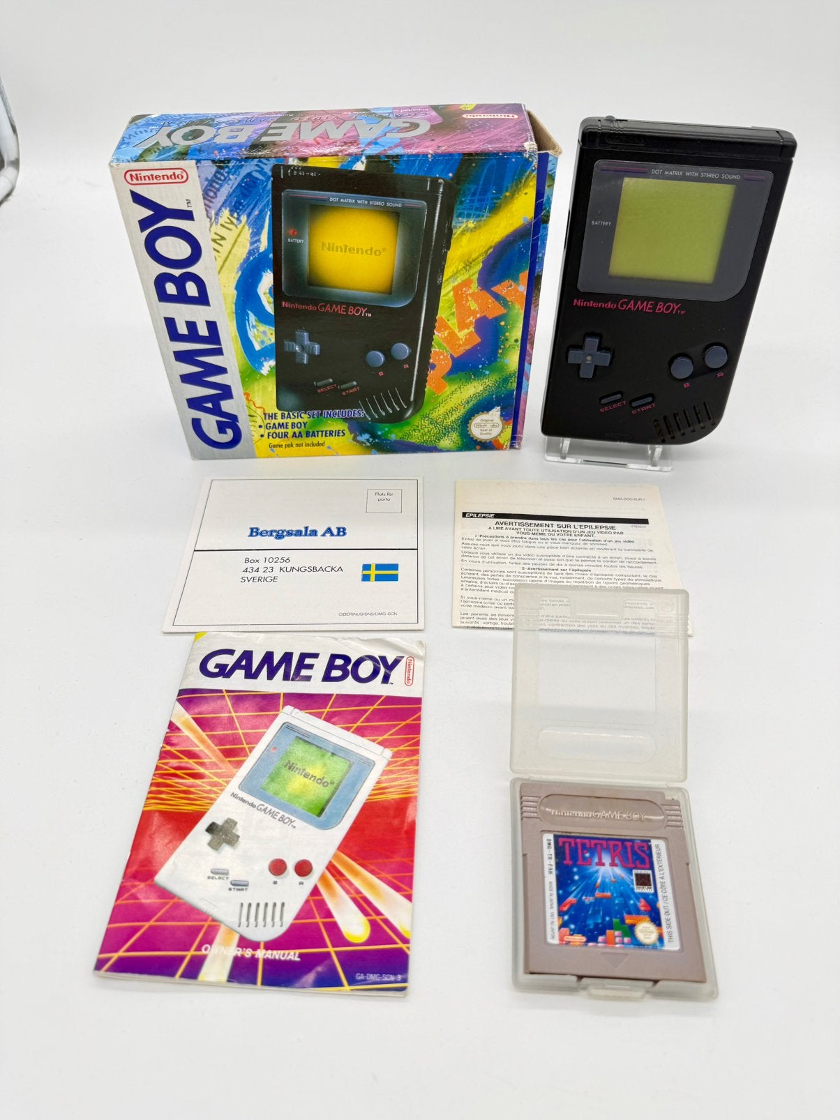 Nintendo Gameboy Play It Loud Black DMG-01 Fat - Cib Complet, Ophalen of Verzenden, Gebruikt, Game Boy Classic, Met beschermhoes of tas