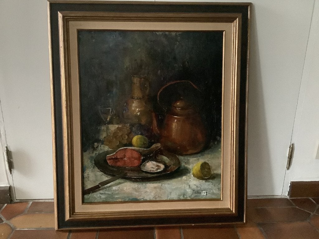 *J. Cuvelier (Bruxelles 1908) -Belle peinture -Voir PIRON.., Enlèvement ou Envoi, Cadre spécial, Toile