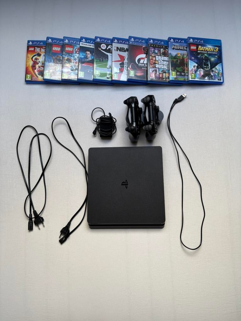 Ps4 console slim 500GB, Consoles de jeu & Jeux vidéo, Consoles de jeu | Sony PlayStation 4, 500 GB, Comme neuf, Enlèvement, Avec jeux