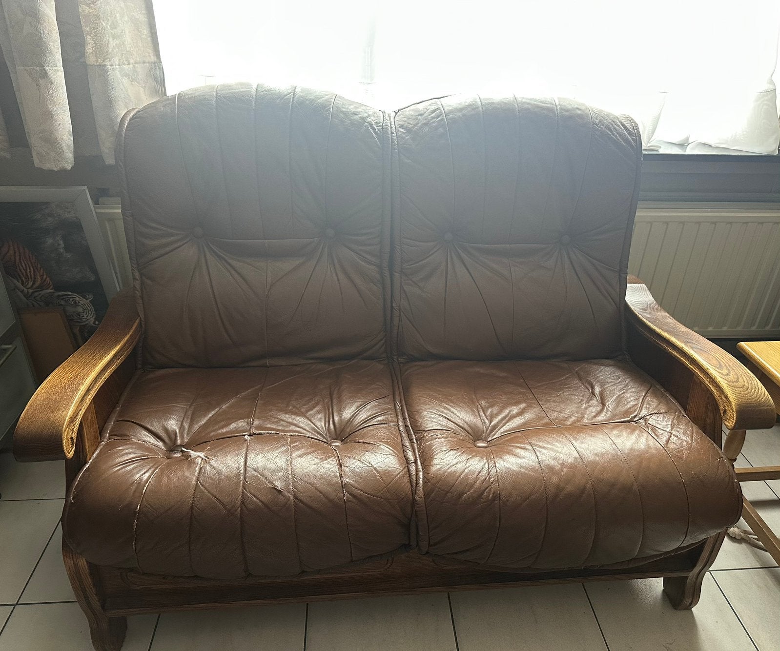 2 bruine zetels, Huis en Inrichting, Zetels | Zetels, Gebruikt, Overige maten, Klassiek, 75 tot 100 cm
