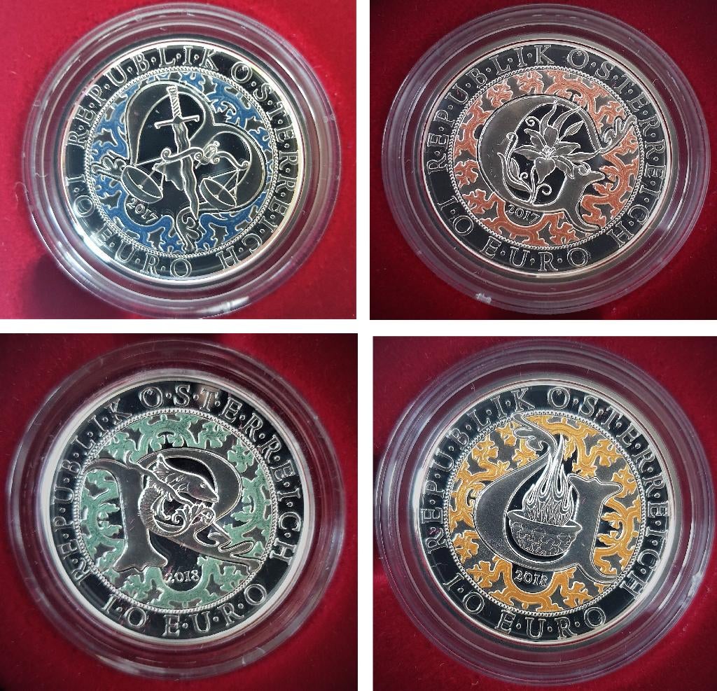 Autriche : 4 x 10 euros Himmlian Boats proof 2017-2018, Timbres & Monnaies, Monnaies | Europe | Monnaies euro, Envoi, Autriche