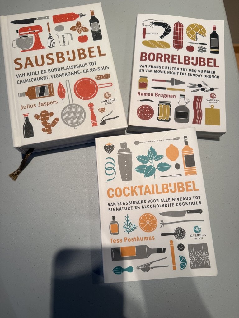 3 KOOKBIJBELS VAN CARRERA – VOOR DE ECHTE LEKKERBEK!, Boeken, Ophalen, Tapas, Hapjes en Dim Sum, Zo goed als nieuw, Nederland en België