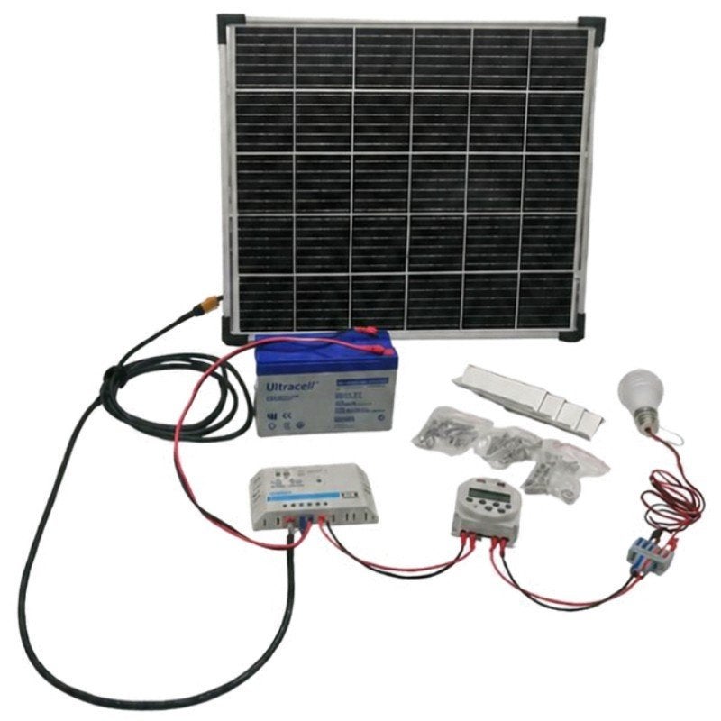 Solar 12V kippenhok set 30W met timer, lamp, laad regelaar e, Ophalen of Verzenden, Nieuw