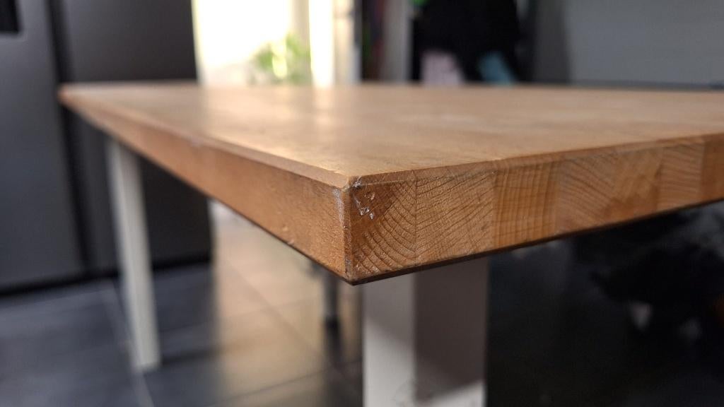 Massief houten tafel 150x80 cm - eettafel / bureau, Ophalen, Overige typen, Gebruikt, 150 cm