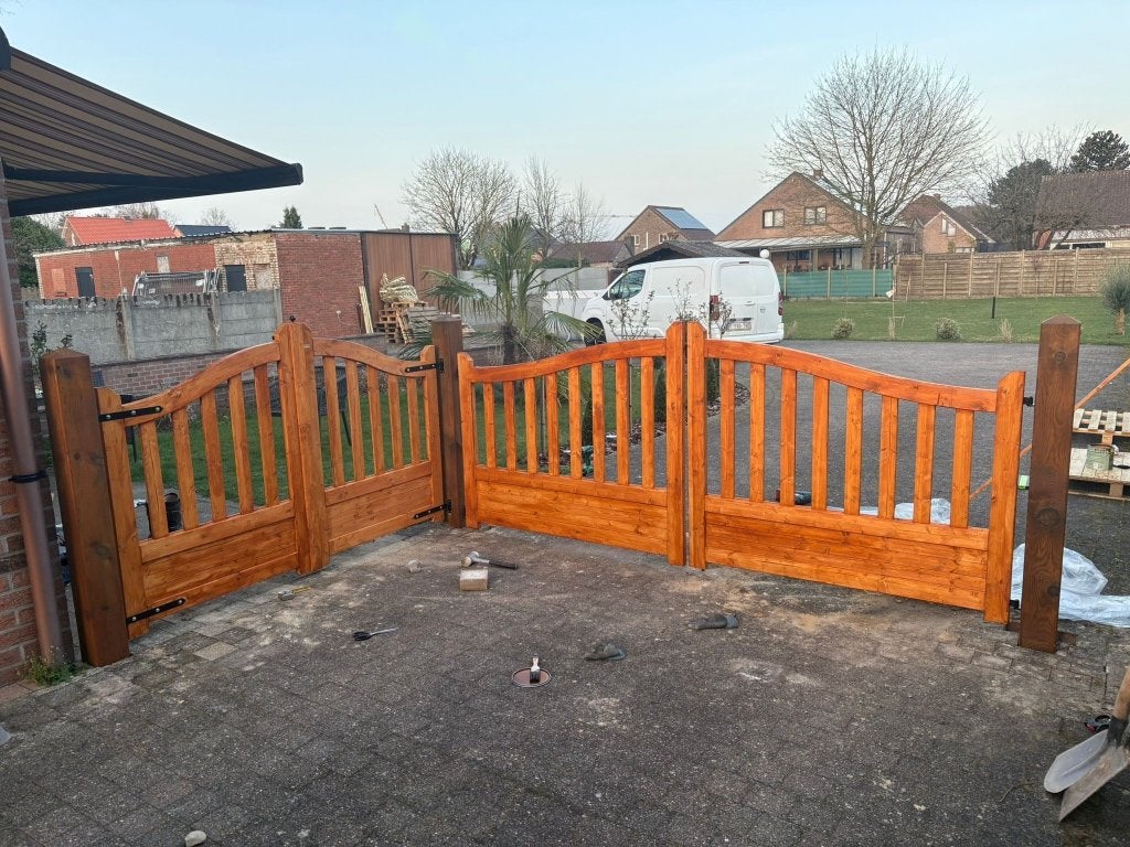 Houten poorten, Portail battant, Comme neuf, 100 à 150 cm, Enlèvement